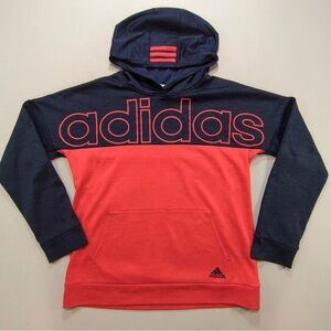 Adidas Boys X-Large Pullover Long Sleeve Hoodie Sweater Sweatshirt Blue Orange